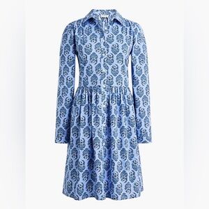 NWT J.Crew Factory Blue Floral Printed collared mini shirtdress - Size 2